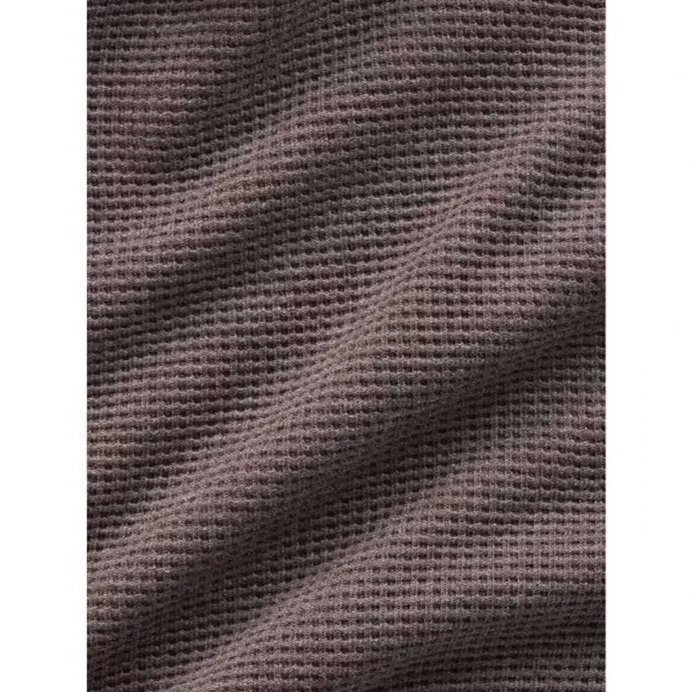 ATHLETA Chocolate Heather Tranquil Waffle Knit 1/2 Zip Crop Sweatshirt Active S - Picture 5 of 10